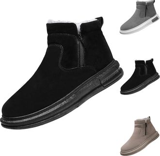 Generic Mens Snow Boots Waterproof Winter Boots for Men Fur Lined Warm High Top Shoes wiith Zipper Closure Slip on Boot Comfortable Non Slip Walking Shoes Lig