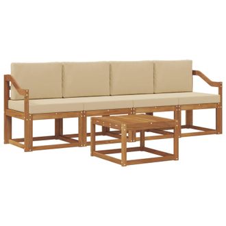 vidaXL Conjunto De Sof&aacute;s De Exterior Con Coj&iacute;n 5 Pcs Natural Y Beige Vidaxl