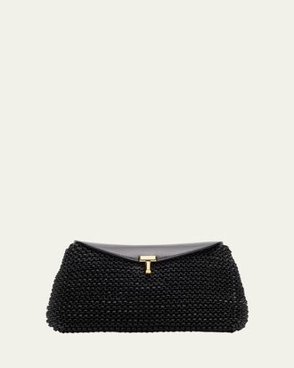 Toteme T-Lock Woven Leather Clutch Bag
