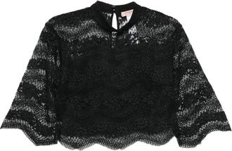 Twinset Macram&eacute; Blouse - Dames - Blouses - Zwart - L - Katoen - Overhemden