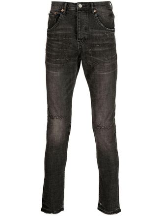 Purple mid-rise skinny jeans - men - Cotton/Lycra - 28 - Black