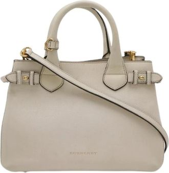 Burberry Pre-owned Banner Leather Canvas 2way Bag - - Pre-owned - Donna - Beige - ONE SIZE
