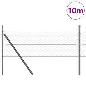 Berkfield Home Hexagon Fence Grey 0.8x10 m Steel