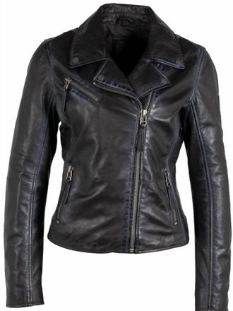 Mauritius Womens Christy Star Leather Jacket In Black/olive