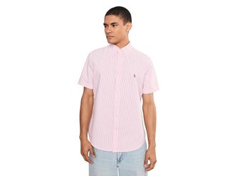 Polo Ralph Lauren Classic Fit Striped Oxford Shirt Mens Clothing New Rose/White : 2XL, Cotton