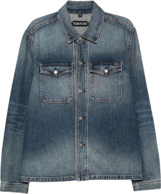 Tom Ford Denim Button Jacket - Heren - Overhemden - Blauw - Maat: XL Denim