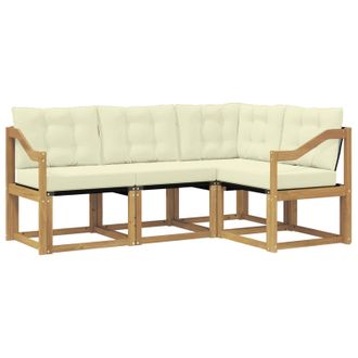 vidaXL Conjunto De Sof&aacute;s De Exterior Con Coj&iacute;n 4 Pcs Blanco Y Crema Vidaxl