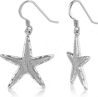 Gold & Honey Womens Starfish Dangle Earrings In Silver