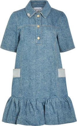 Ganni Peplum Denim Mini Dress - 38 (UK10 / S)