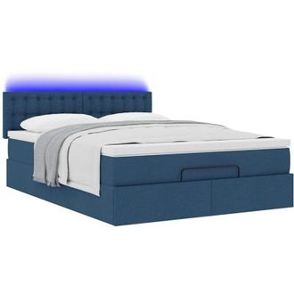 vidaXL Vidaxl - Estructura De Cama Otomana Colch&oacute;n Tela Azul Pardo 140x200cm