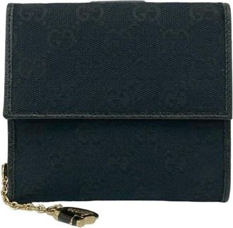 Gucci Black Canvas Leather Wallet (Bi-Fold) (Pre-Owned)