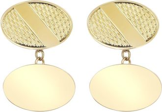 Jewelco London 9ct Gold Twin Oval Ogee Chain Linked Cufflinks, (ID Strip) - JCL033