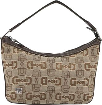 Gucci Vintage Top Handle Canvas Beige Canvas Handbag (Pre-Owned)