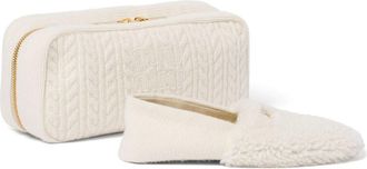 Miu Miu logo-lettering shearling slippers and case set - women - Cashmere - M - White