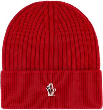Moncler Red Logo Beanie Cap