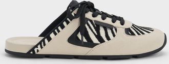 Charles & Keith Zebra-Print Lace-Up Sneaker Mules