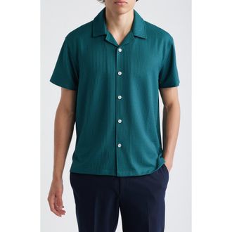 Reiss Warwick Texture Camp Shirt in Teal at Nordstrom, Size X-Large