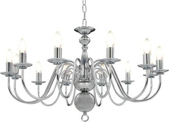 vidaXL Chandelier Silver 12 x E14 Bulbs vidaXL