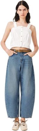 Maje Crop top with lace trim in White at Nordstrom, Size X-Small