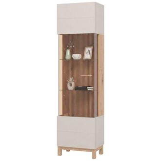 Dmora Vetrina Usseaux, Mobile Espositore 4 Ripiani, Apertura Battente, Unanta, 51.5x35x191.5h cm Marrone