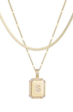 Adornia Initial Tag Pendant Necklace in Gold-S at Nordstrom Rack