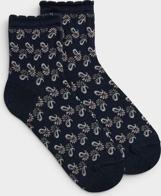 Bleufor&ecirc;t Womens Paisley pointelle-knit ankle socks
