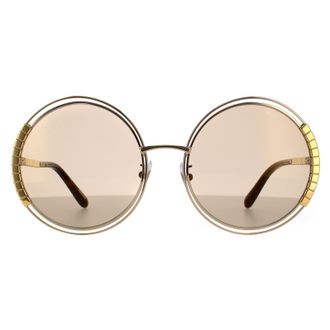 Chopard zonnebril SCHC79 8ffg glanzende grijs goud bruin gouden spiegel