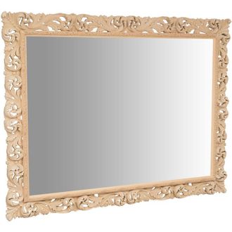 Biscottini International Biscottini - Espejo De Pared De Colgar De Madera En Acabado Aspero Hecho En Italia