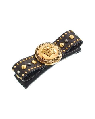 Versace Studded Gianni Ribbon Leather Hair Clip
