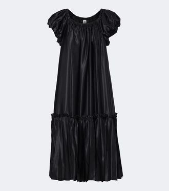 Comme Des Gar&ccedil;ons Vestido midi de sat&eacute;n plisado y escalonado