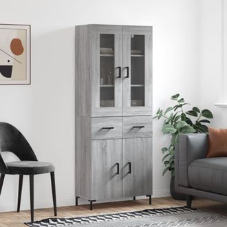 vidaXL Vidaxl - Aparador Alto Madera Contrachapada Gris Sonoma 69,5x34x180 Cm
