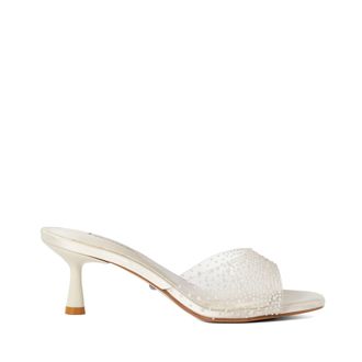 Dune London Womens Ladies Moonlit - Sea Pearl Embellished Vinyl Wedding Mules - Ivory material_Synthetic - Size UK 3