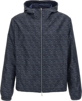 Fendi Giacca a fantasia con cappuccio - Blu
