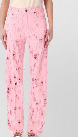 Haikure urban mid rise straight destroyed trousers