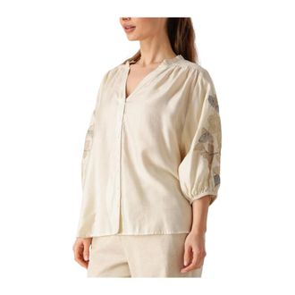 Nukus Nukus, Dames, Blouses & Shirts, Wit, Maat: XS Linnen