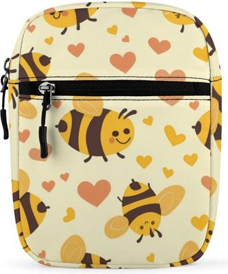 Generic Flying Yellow Bees Hearts Crossbody Bag Adjustable Satchel Cute Shoulder Bag Lightweight Sling Bags