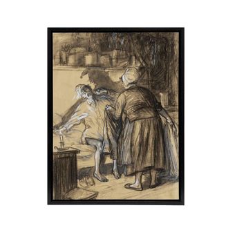 Artery8 Here Are Your Trousers Drawing Glackens Framed Canvas Wall Art Print in Beige | Size: W24 x H32