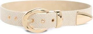 Steve Madden Woven Faux Raffia Overlay Belt in Natural at Nordstrom Rack, Size X-Large