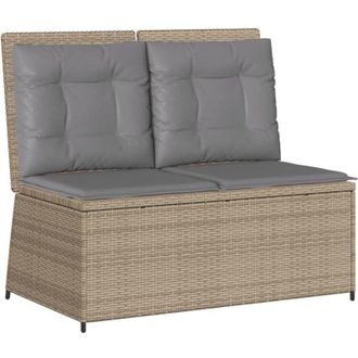 vidaXL Sill&oacute;n Reclinable De Jard&iacute;n Con Cojines Rat&aacute;n Sint&eacute;tico Beige Vidaxl
