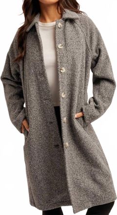 Hem & Thread Talia Teddy Trench Coat In Charcoal