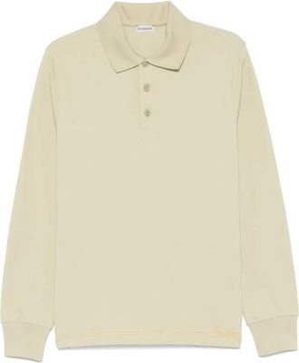 Burberry Logo Embroidered Long Sleeve Polo Shirt, Size Large
