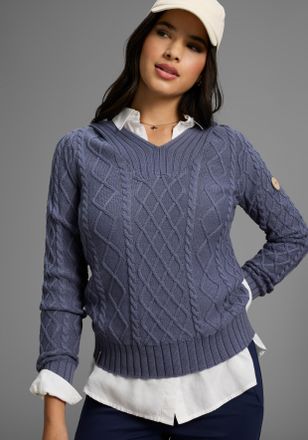 Kangaroos Kapuzenpullover KANGAROOS, Damen, Gr. 32/34, blau (graublau), Strick, Obermaterial: 50% Baumwolle, 50% Polyacryl, unifarben, figurumspielend h&uuml;ftlang,