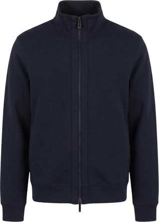 Emporio Armani Zip-through - Heren - Vesten met rits - Blauw - M - Katoen - Hoodies & sweatvesten