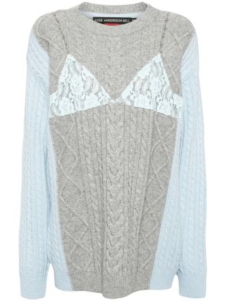 Andersson Bell lace embellishment sweater - women - Nylon/Wool/Cashmere - S/M - Blue