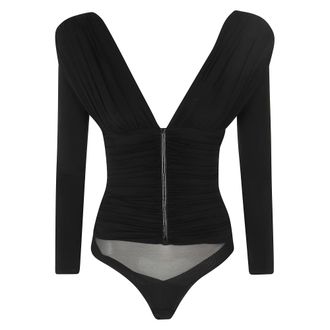 Elisabetta Franchi Lichtgewicht Crepe Jersey Bodysuit - Dames - Tops - Zwart - Maat: S Jersey
