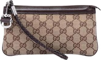 Gucci Pre-owned Canvas Clutch - Dames - Vintage Clutch - Beige - ONE Size - Vintage