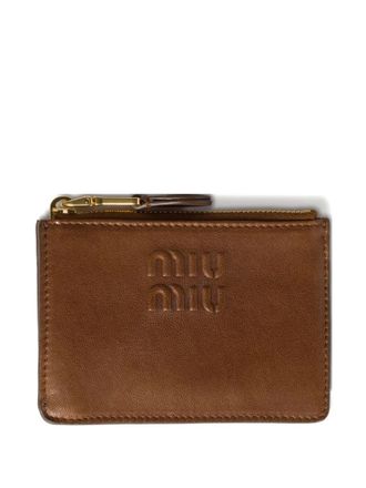 財布・小物その他 Miu Miu Brown Lamb Leather Card Case Miu Miu Lamb leather quilted cardholder | The Fashion Square