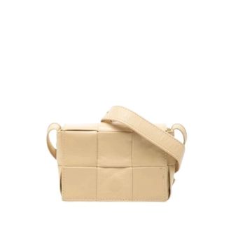 Bottega Veneta Pre-owned Woven Nappa Crossbody Bag - Dames - Pre-owned - Beige - Maat: ONE Size Zijde