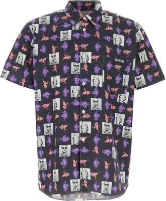 Comme Des Gar&ccedil;ons Gedrukte Poplin Overhemd - Heren - Korte mouwen Overhemden - Veelkleurig - M - Katoen - Overhemden