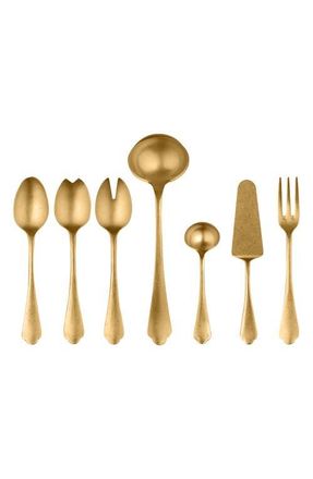 Mepra Dolce Vita Pewter 7-Piece Place Serving Set in Gold at Nordstrom